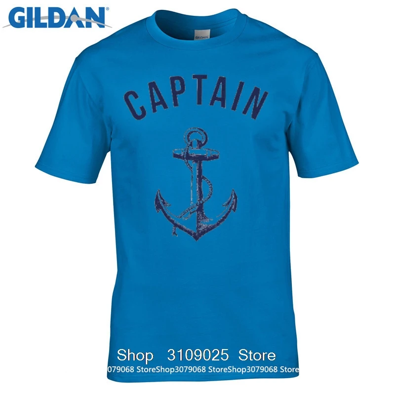 GILDAN DIY Стиль мужские футболки футболка мужская капитан Футболка Якорь Морской