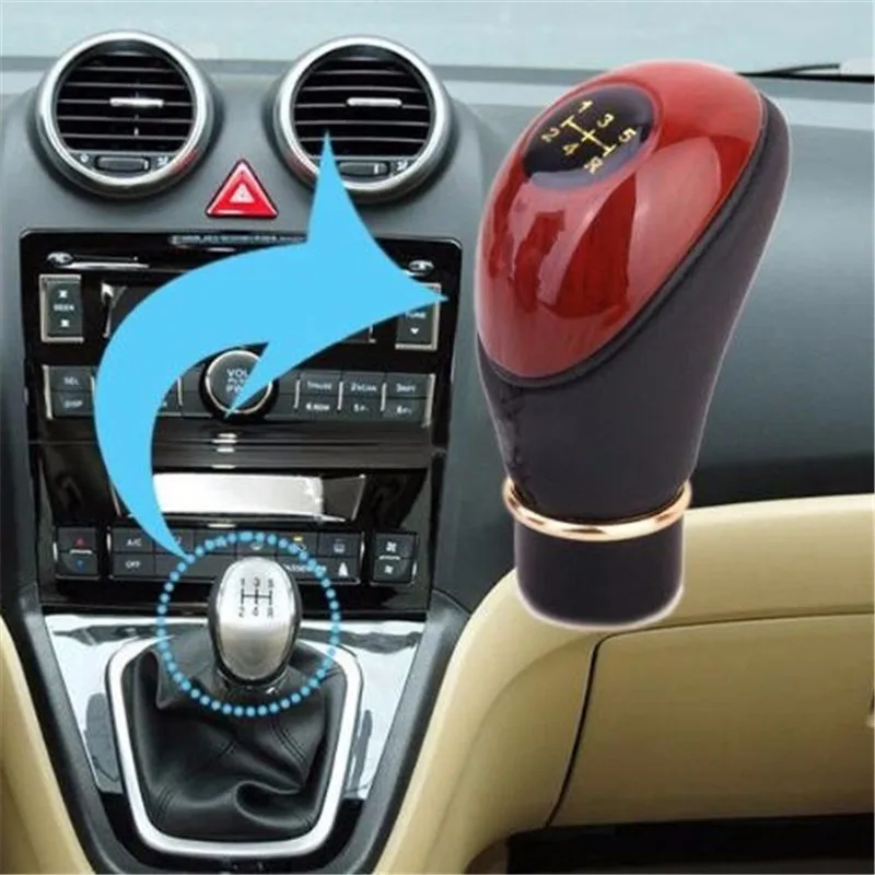 Car SUV Manual 5 Speed Gear Stick Shift Knob Cover Handle Shifter Lever Mahogany 11