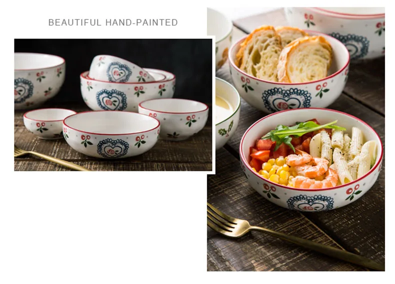 ANTOWALL Вишневый набор посуды для выпечки, бинауральная прямоугольная тарелка для сыра ризотто, Керамическая форма для выпечки, Расписанная вручную Западная тарелка