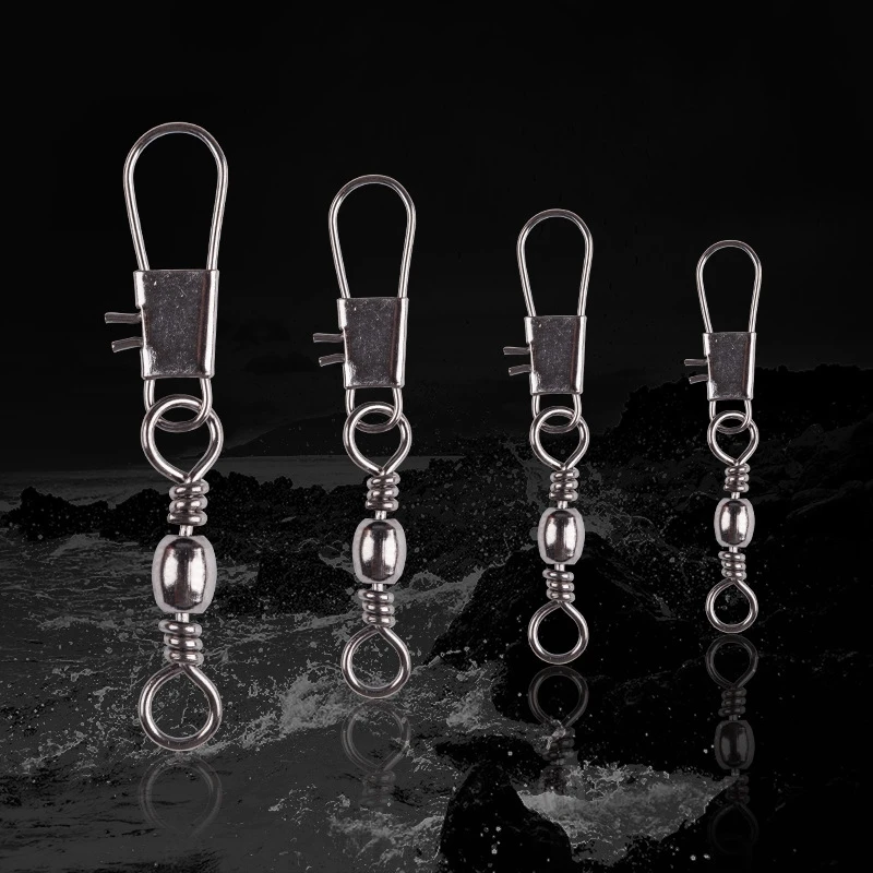 High Strength 50PCS/Lot Fishing Barrel Swivels With Interlock Snap Size