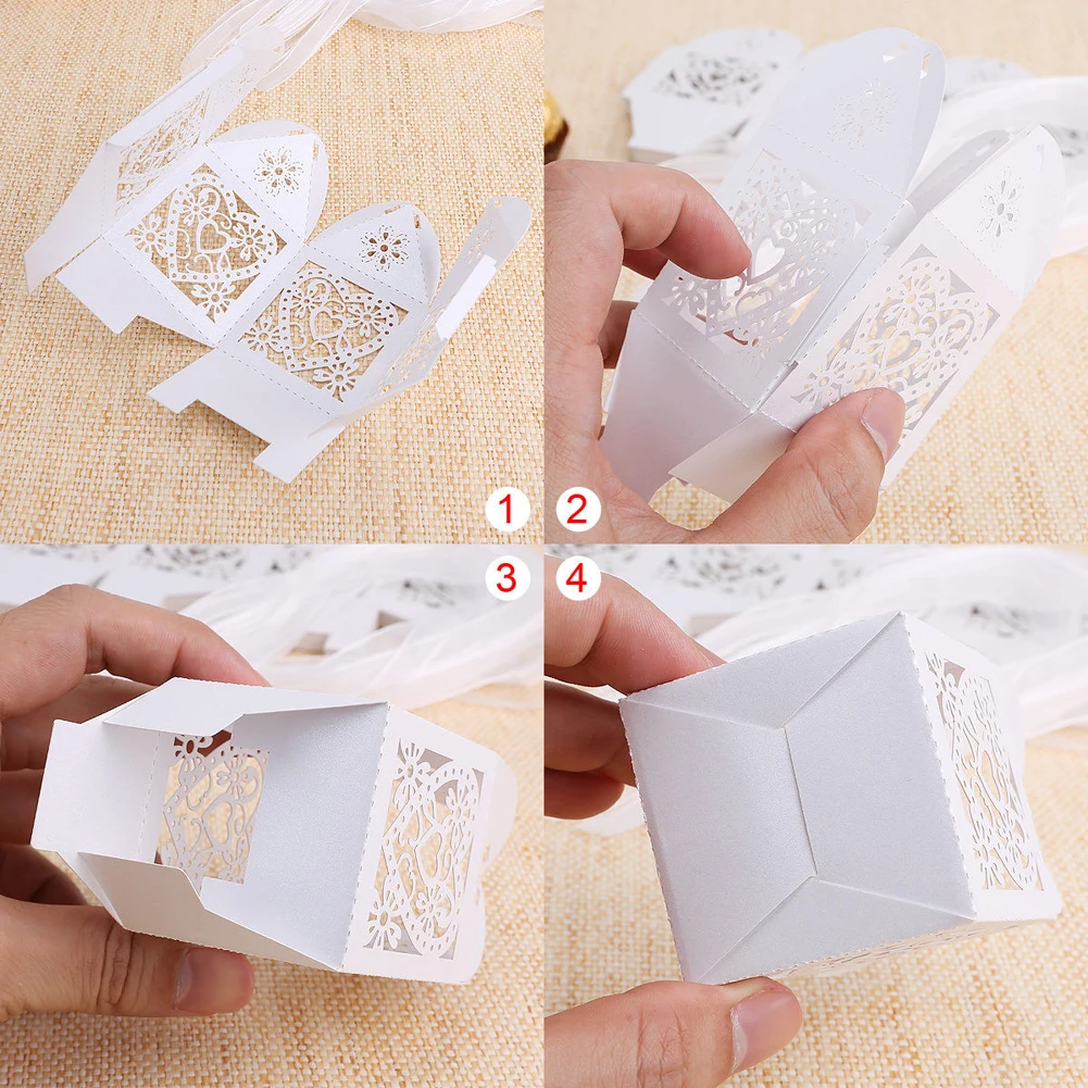 WITUSE 50/100/200x Переливающаяся бумага в форме сердца для сладостей коробки для конфет на свадьбу, подарок на день рождения, свадьбу