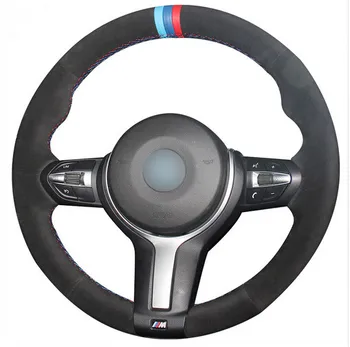 

Black Suede Blue Dark Blue Red Marker Steering Wheel Cover for BMW F33 428i 2015 F30 320d 328i 330i 2016 M3 M4 2014-2016