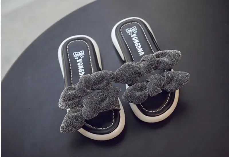 New Kids Slippers Summer Beach Children Cork Sandals Bling Sequins For Family Shoes Leopard Barefoot Flats Girls Slipper