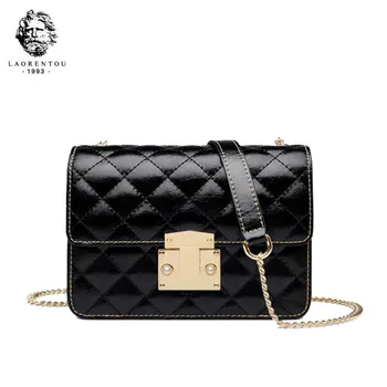 

LAORENTOU Women Leather bags 2020 New women bag Cowhide quality Lingge fashion Chain bag women leather shoulder bag