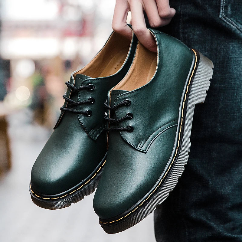 

Top Quality Genuine Leather Marten Shoes Low Heel Oxfords Shoe Spring Autumn Lace Up Botas Hombre Work Safety Shoes