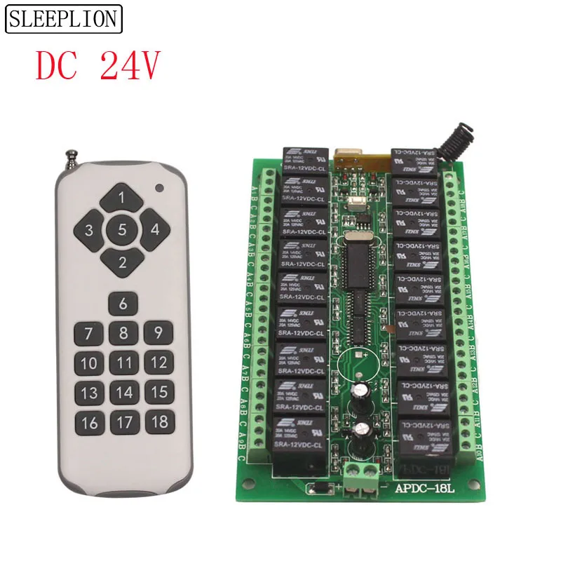 24V 18CH Remote Switch Relay Wireless Digital Remote Control Switch 18CH 24V Relay Module 433Mhz315MHz Learn Code (1)
