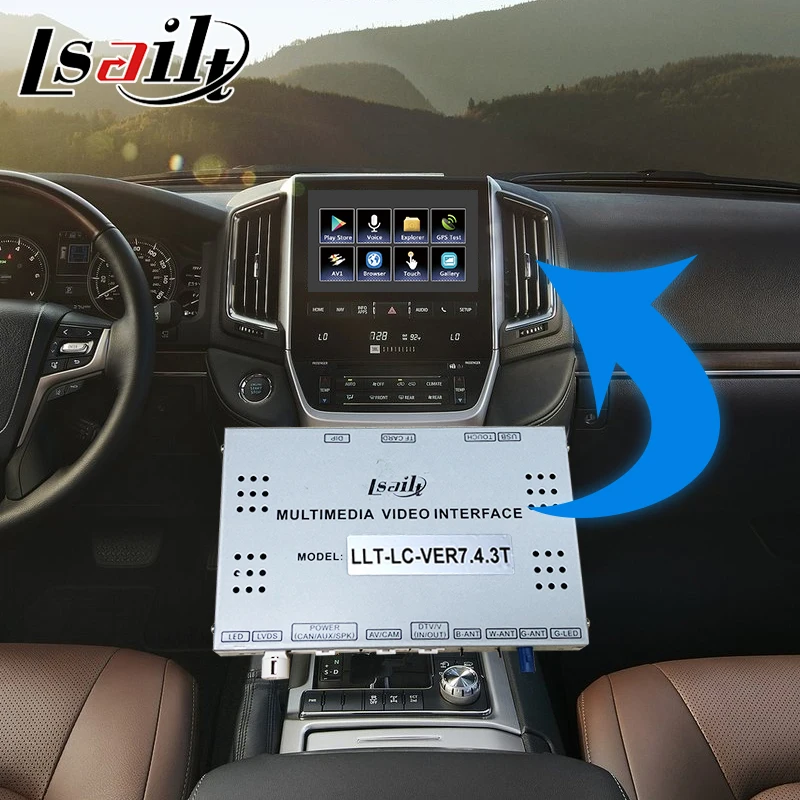 Интерфейсная коробка Pin pin Android / carplay для Toyota Land Cruiser LC200 GX R GXR VX VXR 14 19 зеркальная
