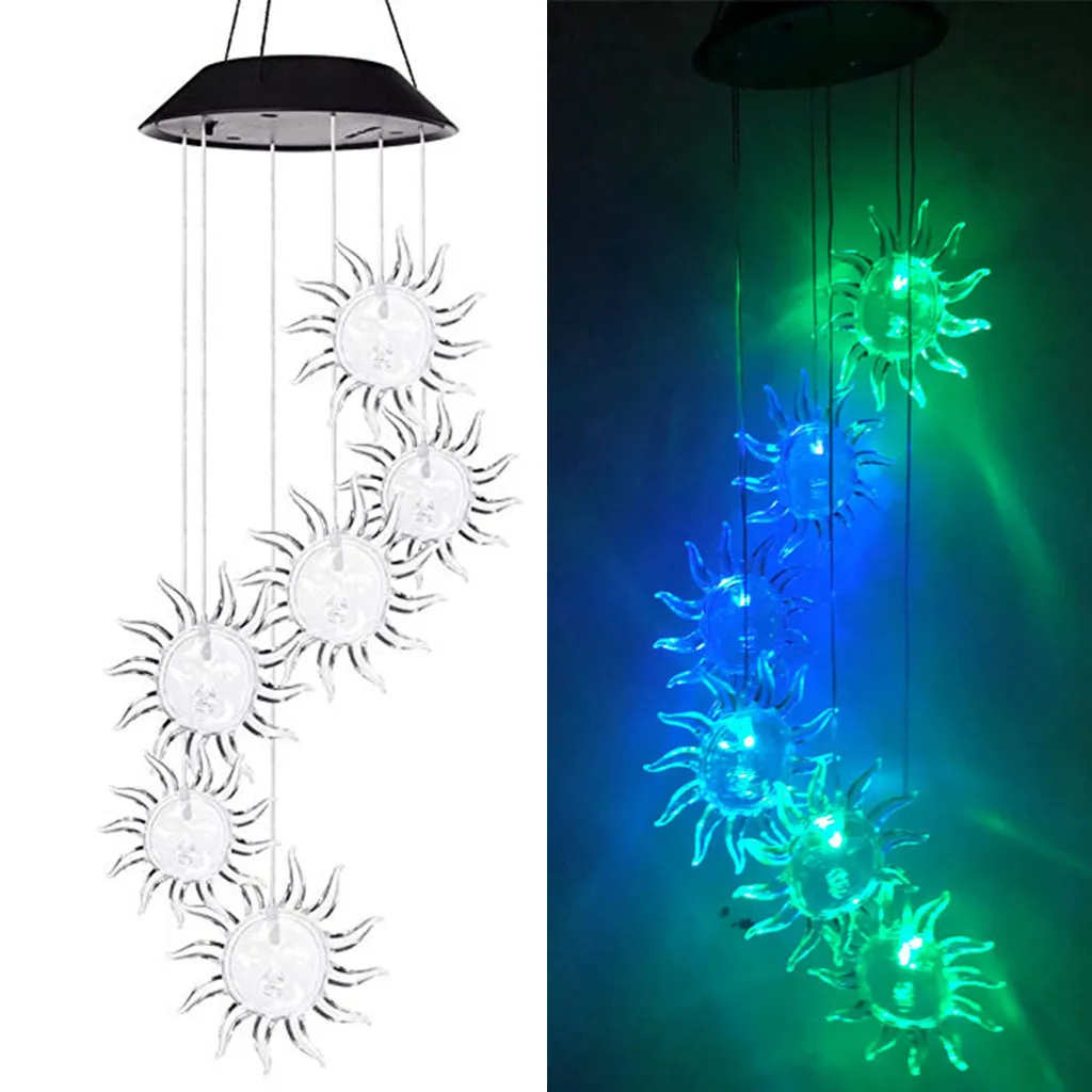 

LED Solar Garden Light Solar Powered Wind Chime Light Garden Hanging Spinner Lamp Color Changing garden light Lampki Solarne