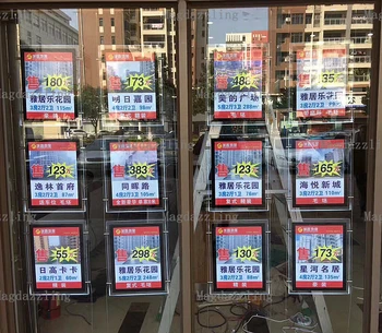 

Black Border A3 Double Sided Vertical Hanging LED Acrylic Poster Frame LED Window Display Light Pocket for Real Estate Agent