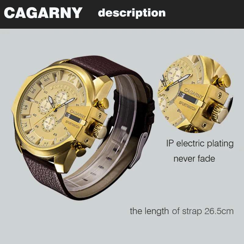 cagarny dz style quartz watch men golden mens watches (3)