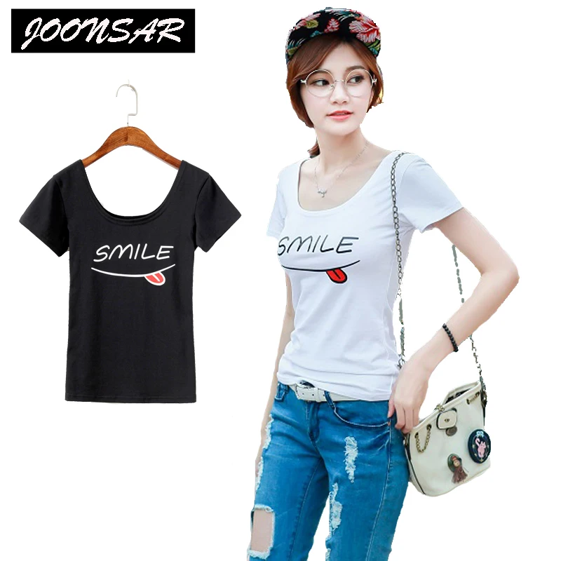 2017 Verano Ocasional Atractivo Escotado Camiseta U Cuello Tops