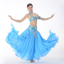 Stage Performance Oriental Belly Dancing Clothes 3-piece Suit Bead Bra&belt & Skirt Belly Dance Costume Set 32-34b/c 36b/c 38b/c