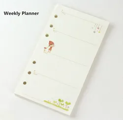 Kawaii A5 A6 Loose Leaf Notebook Paper Refill - Spiral Binder Agenda Planner with 45 Sheets - A6 (Weekly planner)