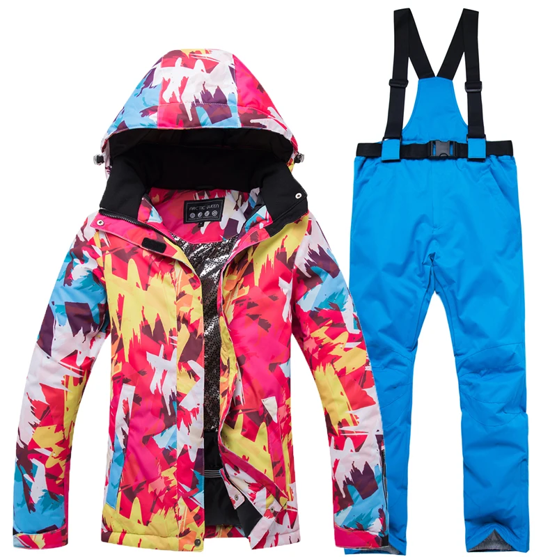 Новинка, самый дешевый женский лыжный костюм 10 K, комплект для сноуборда, водонепроницаемый, ветрозащитный, 10000, зимняя куртка для альпинизма+ теплый комбинезон
