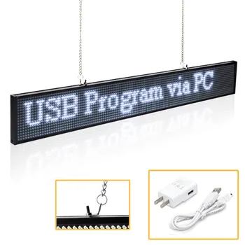 

P5 SMD Led Sign Panel Module 19.6 x 4 -Inch Scrolling Message LED Display Board with Metal Chain for Business Open Home Salon