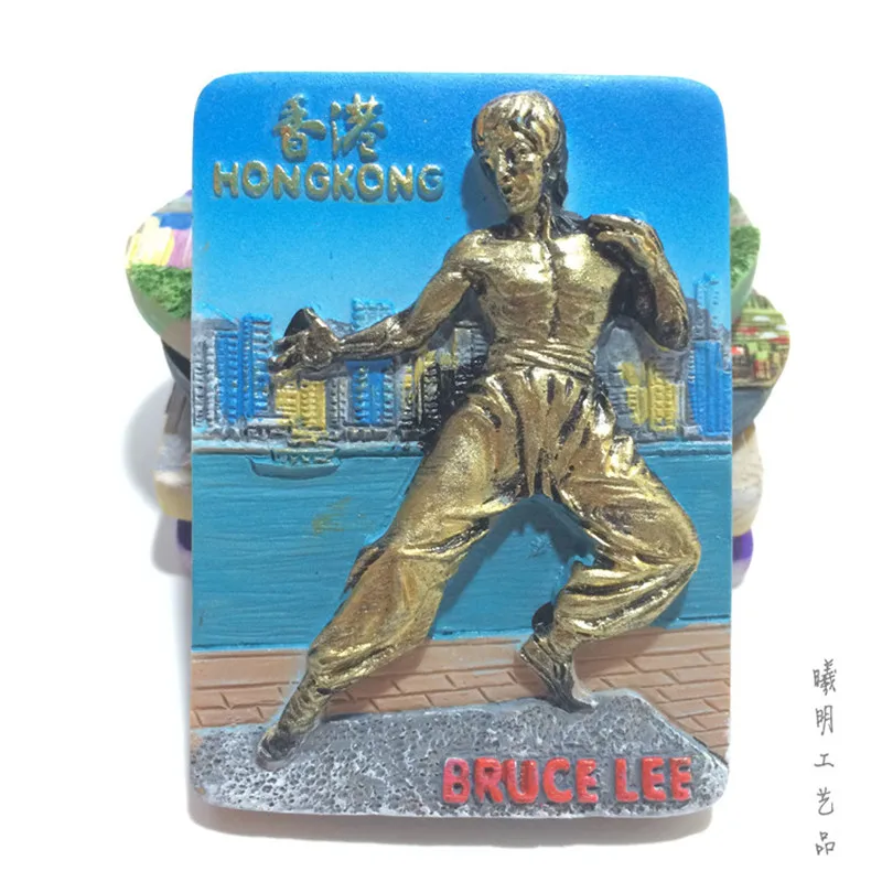 Hong Kong Fridge Magnet Souvenir 3D Bruce LEE Li Xiaolong Decorative Refrigerator Stickers Magnets Home Decoration | Дом и сад