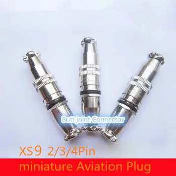 

5PCS AP036B XS9 2/3/4Pin 9mm Male & Female butt joint Connector miniature Aviation Plug M9 Circular Socket+Plug gold-plated Pin