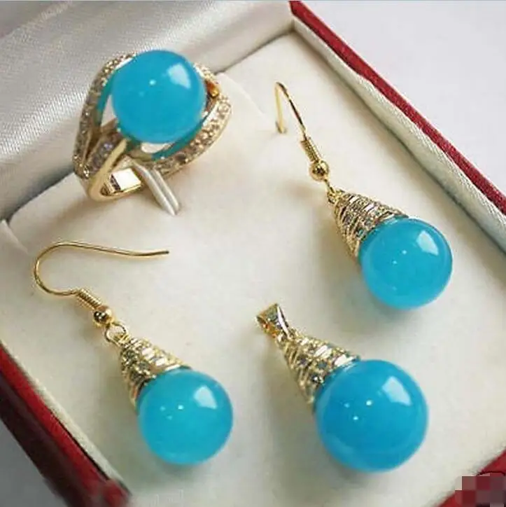 

FREE SHIPPING>>> Many color can choose New Jewelry 12mm Pendant Necklace Earrings Ring 7.8.9 Set