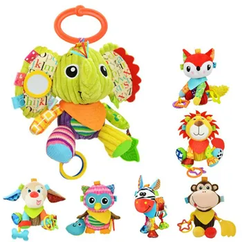 

Cartoon Animal Plush Rattle Toys Multifunction Appease Stuffed Doll Plush Kids Teether Toy Stroller Hanging Toy Birthday Gifts