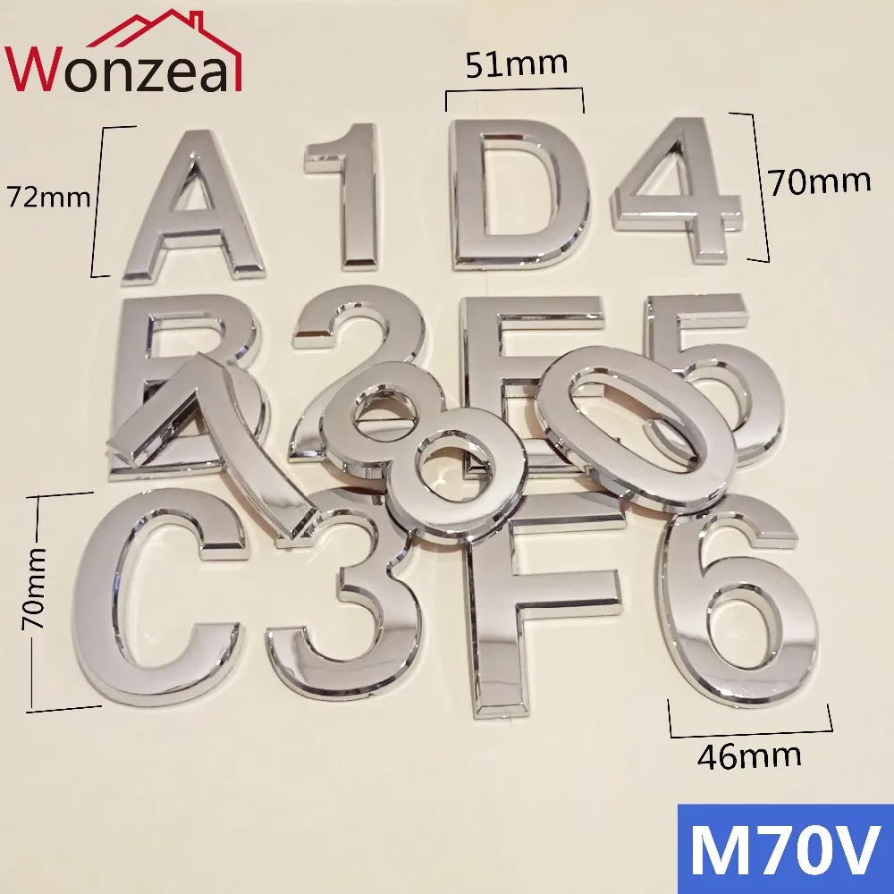 

Height 70mm Silver 0123456789 ABCDEF Plastic Silver Self- Adhesive House Door Numbers Address Sign Hotel Home Door Plate Sticker