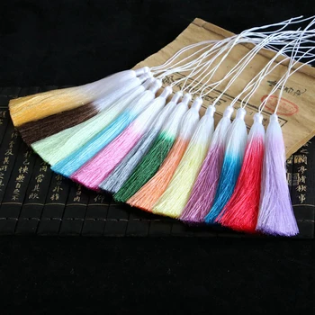 

12pcs/lot Gradient color Silk fringe tassel trim decorative sewing bang pendant tassels for curtains home decoration accessories