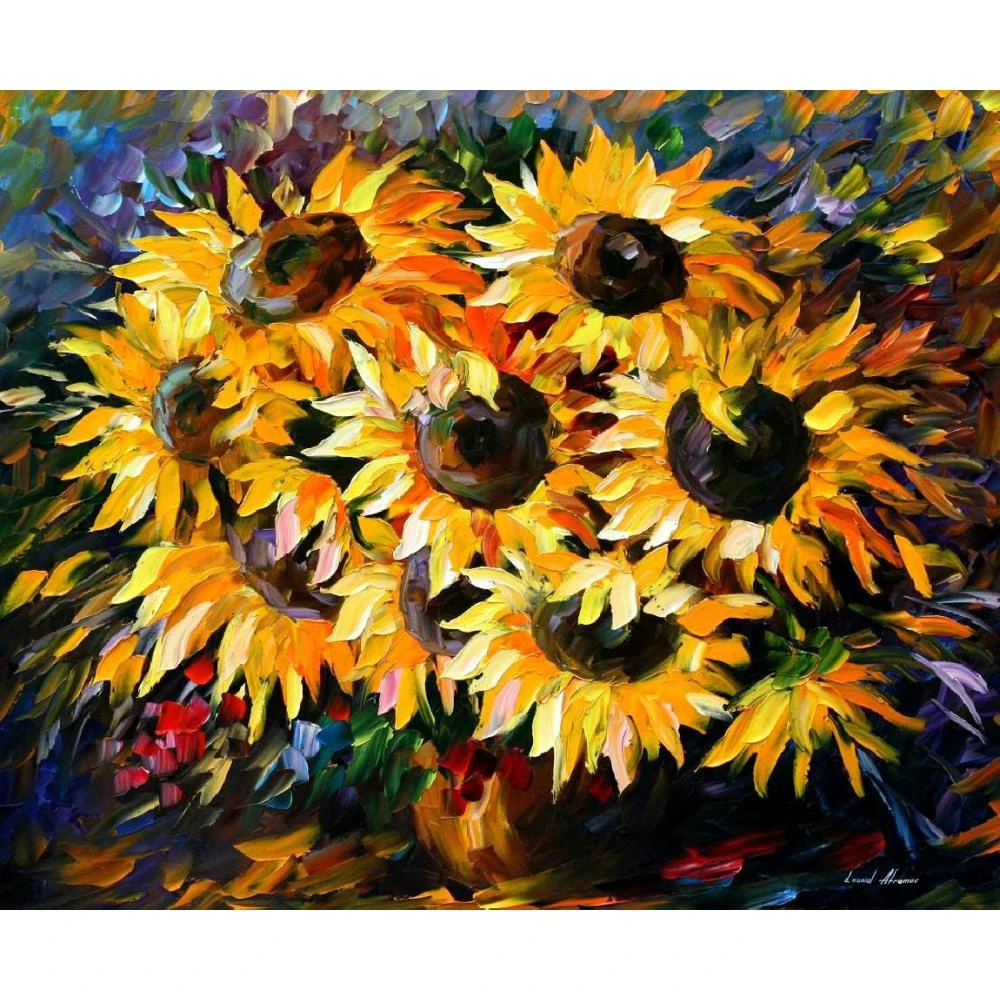 Zeitgenossische Kunst Sonnenblumen Sunny Bouquet Messer Olgemalde Leinwand Schone Stillleben Bilder Fur Wand Dekor Picture For Wall Knife Oil Paintingoil Painting Aliexpress