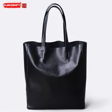 Роскошные модные новые женские сумки из натуральной кожи, женская сумка на плечо, большой первый слой из воловьей кожи, простые вместительные сумки-тоут