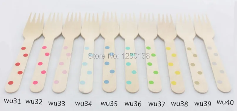 polka dot wooden forks