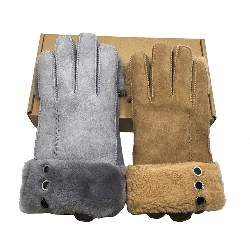 Женские перчатки, зимние теплые, новые, шерсть, натуральная кожа, овчина, перчатки, твердые, настоящая овчина, мех, варежки, элегантные, теплые, женские перчатки, G29