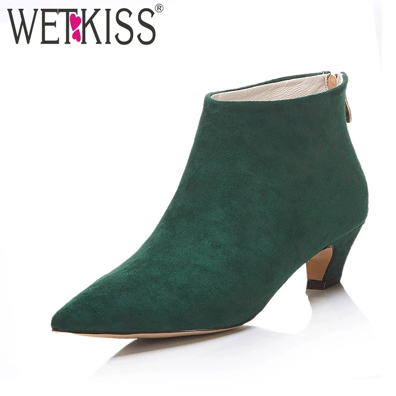 font b 2017 b font New Arrival Ankle Boots Suede Winter Boots Med Strange Heel