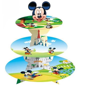 

1 set cartoon mickey minnie mouse birthday party decorations baby shower cardboard cupcake stand hold 24 cupcakes candy bar