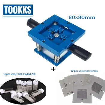 

90*90mm /80*80mm BGA Reballing Kit Hand Shank BGA Reballing jig With 10/PCS BGA Universal Stencil 10 Bottle BGA Solder Ball
