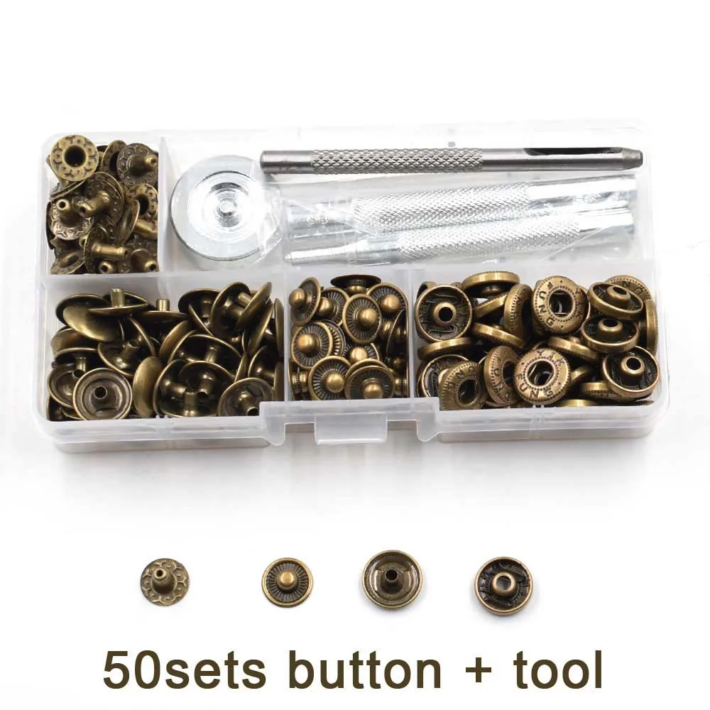 50sets and tool 50 наборов 10 мм кнопки+ ручная установка инструмента. В коробке. Аксессуары DIY. Металлические кнопки. Джинсы. Декоративные пуговицы. Кнопки заклепки - Цвет: 50sets and tool