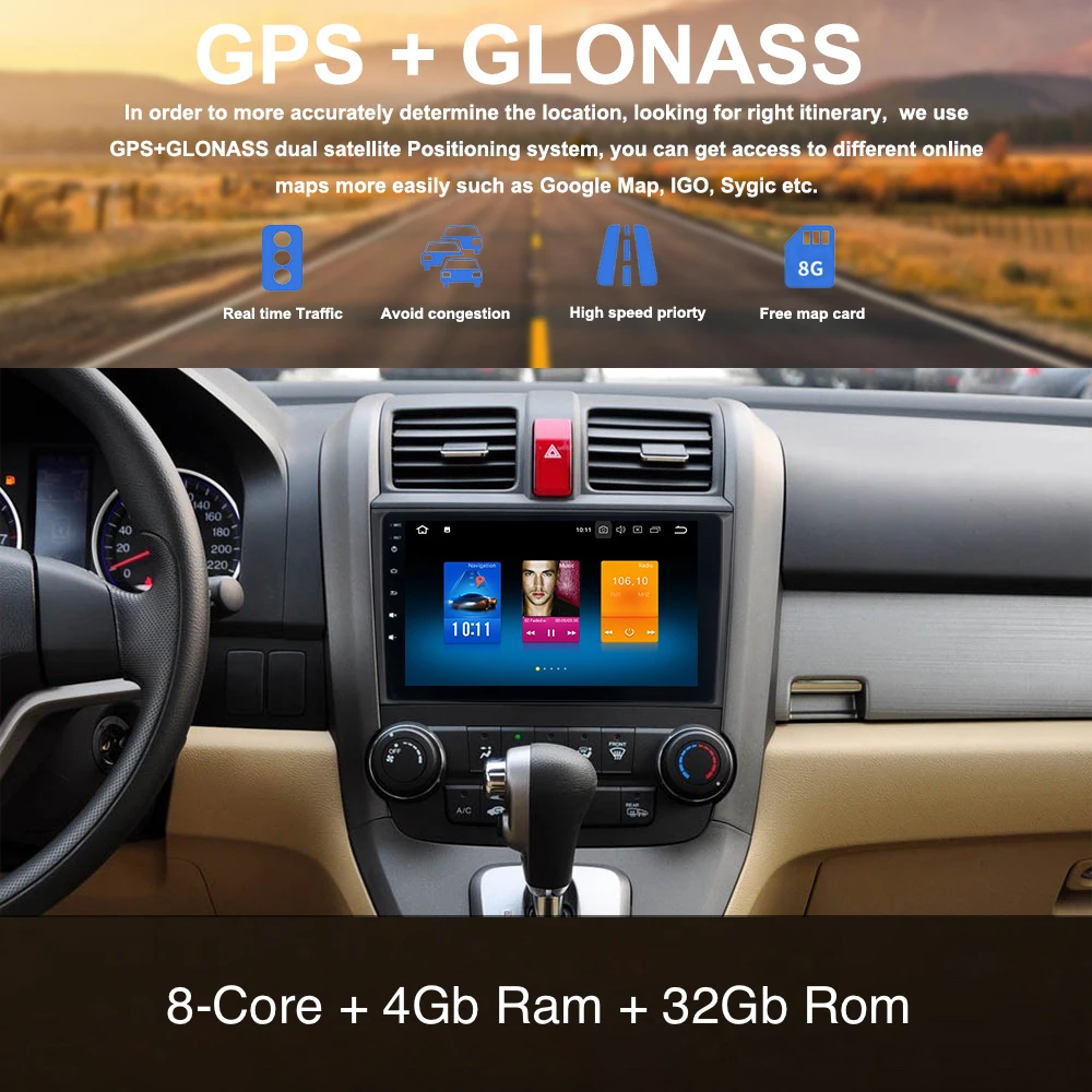 Автомагнитола 9 &quotIPS Android 8 0 GPS для Honda CRV мультимедиа 2006 2007 2008 2009 2010 2011 NAVI головное