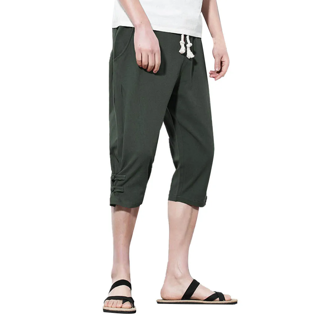 Плюс Размеры Лето Для мужчин Штаны льняные брюки мужские, штаны для бега однотонные штаны 2019 мода новый мужской мужские брюки для бега