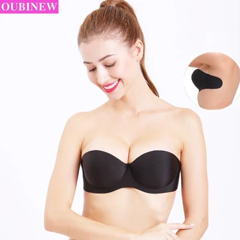 

OUBINEW Women strapless bra push up silicone invisible Bras Backless adhesive stick on gel intimates accessories soutien gorge