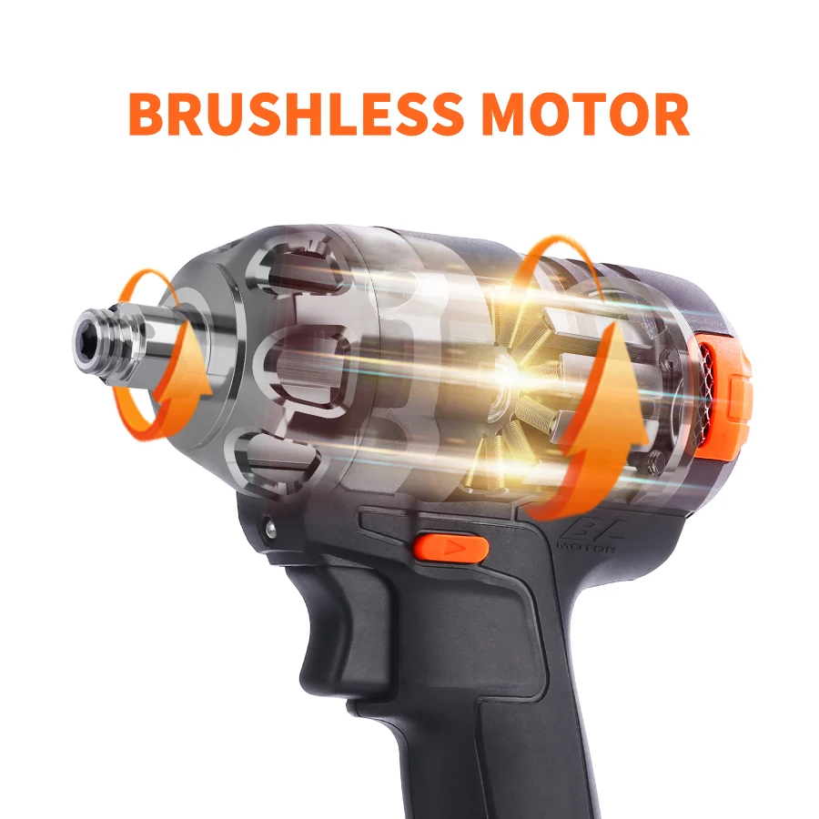  20V Lithium Battery Brushless Impact Electric Wrench Max Torque 320N.m 4000mAh Cordless Socket Wren