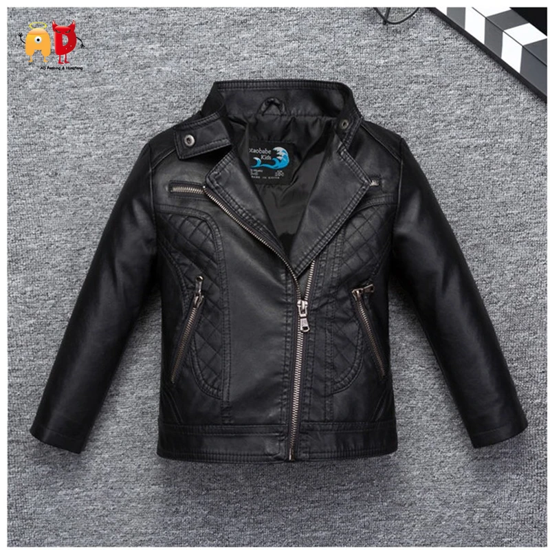 

AD Boys Leather Jacket for Spring Autumn Stylish Motor Jacket for Kids Children's Wind proof Coat Outwear PU Faux Leather