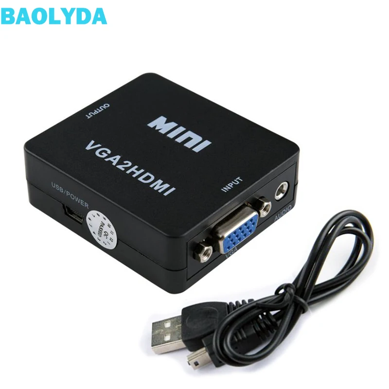 Baolyda VGA-HDMI адаптер 1080 P VGA и аудио-видео конвертер адаптер для HDTVs Мониторы/дисплеи ноутбук Настольный компьютер