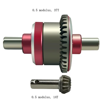 

Metal Front/Middle/Rear Differential Gear Kit for DIY RC Cars Model Off-roud/Short Card 1/12 0.5M 14T 37T Teeth