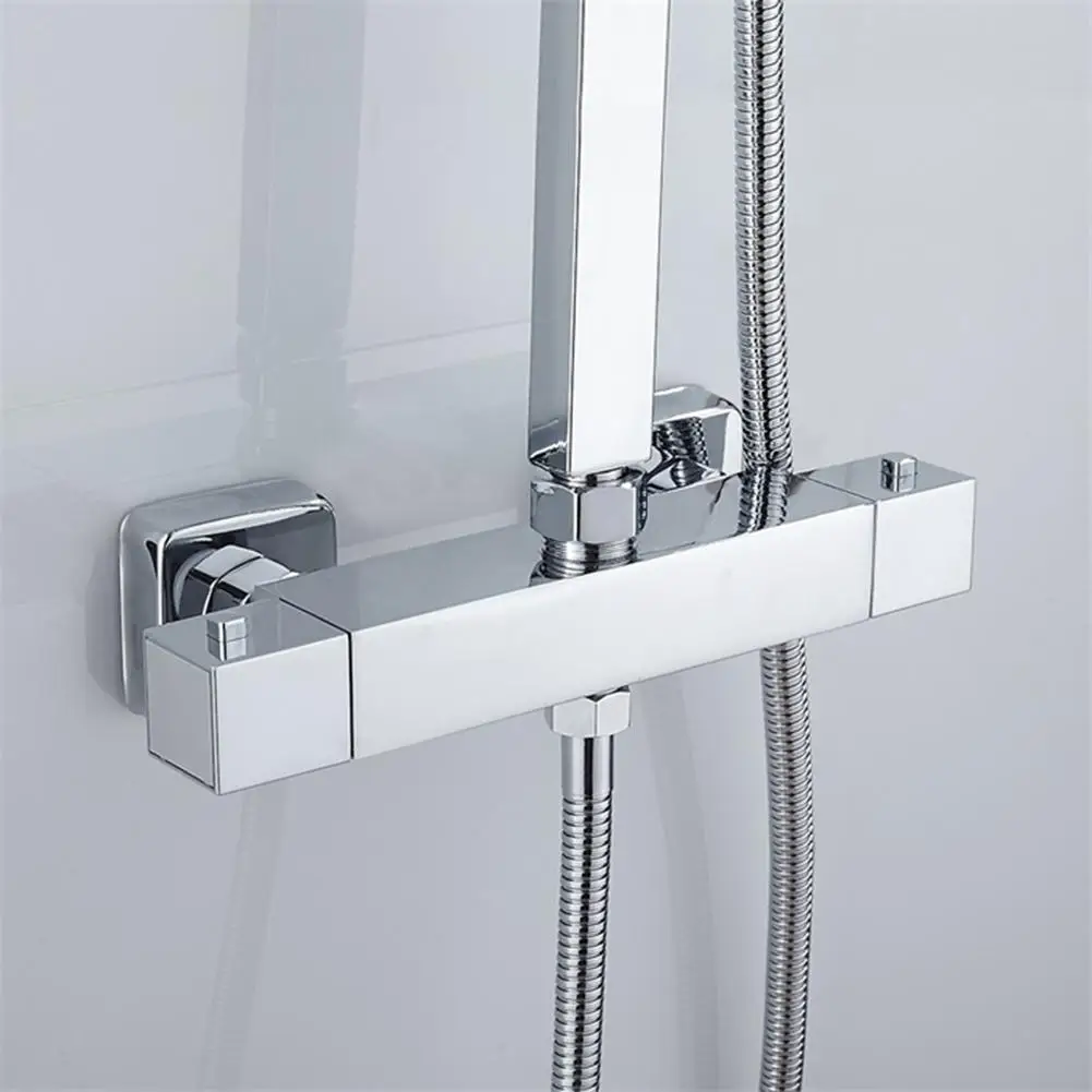 

Square Intelligent Thermostatic Double Outlet Shower Faucet Bathroom Angle Valve Home Storage