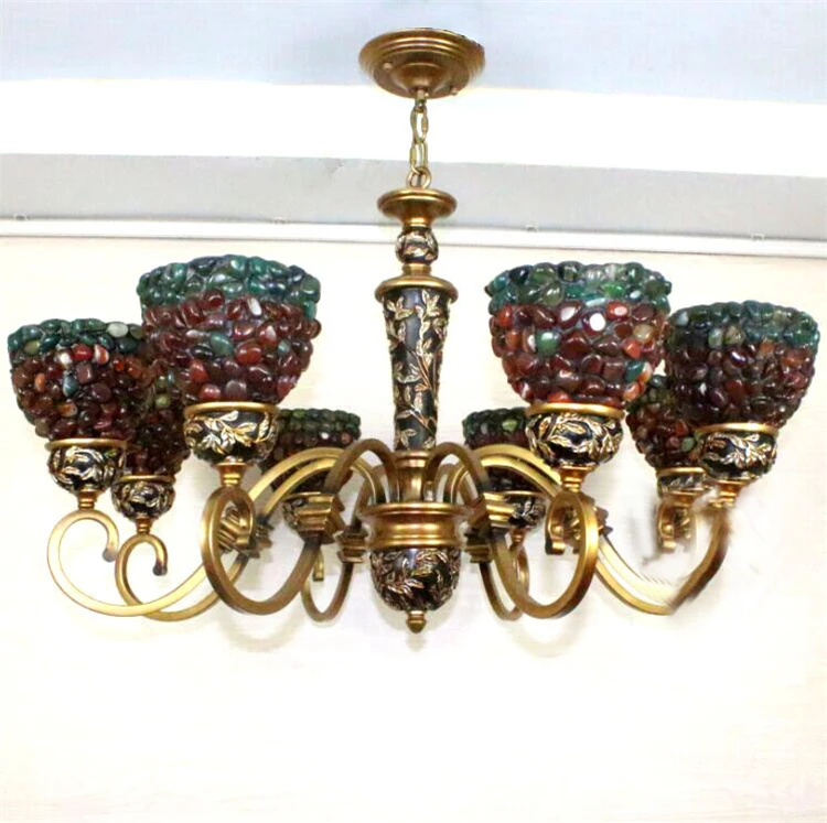 European Vintage Classical Resin Glass Pendant Light Artistic Tiffany