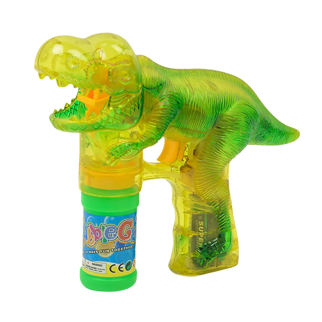 Динозавр пузыри стрелковый пистолет загорается выдувальщик пузырьков с светодиодный мигающий свет и звук динозавр игрушки для детей, мальчиков и девочек - Цвет: B