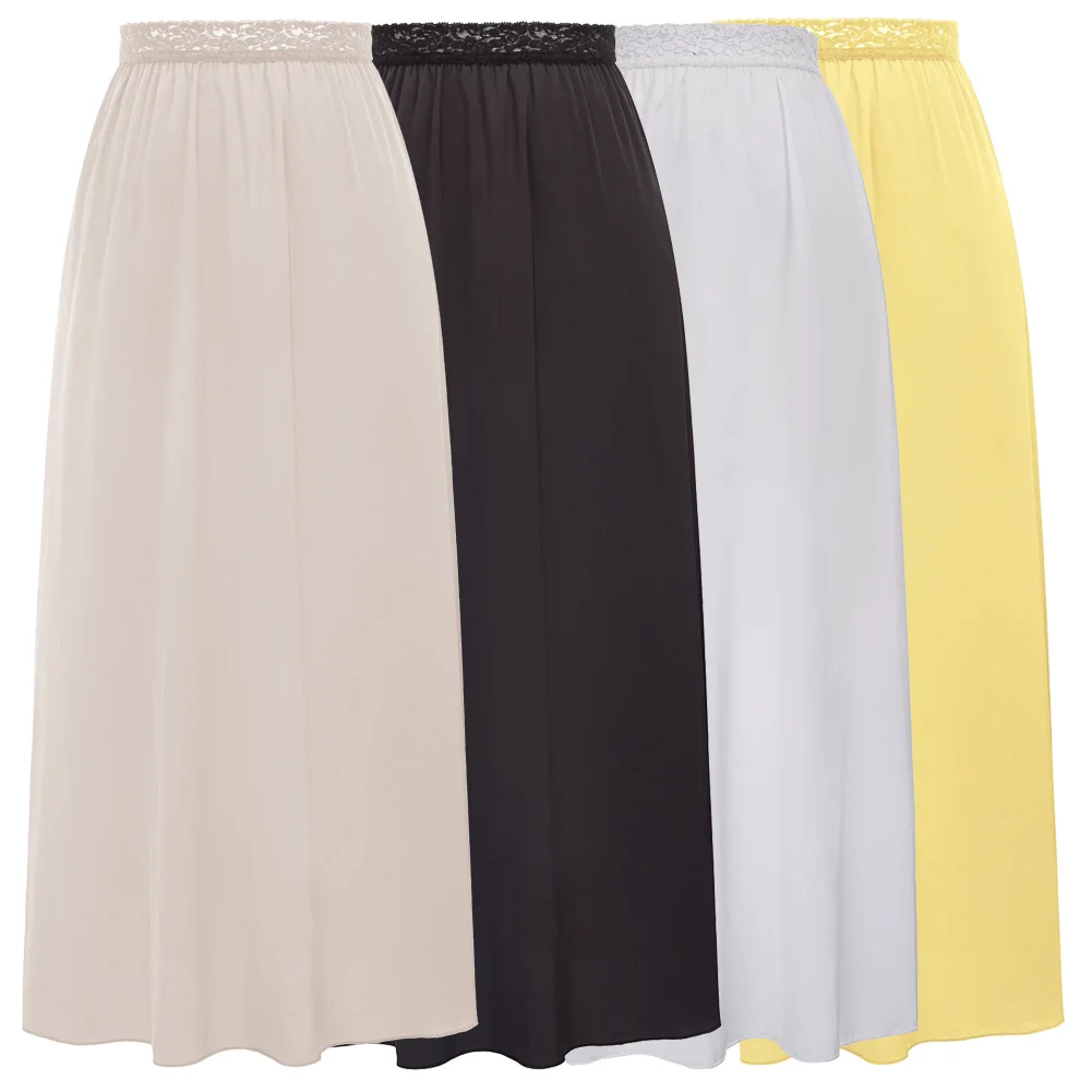 Длинная юбка Женская Нижняя черная/цвета слоновой кости кружевная украшенная