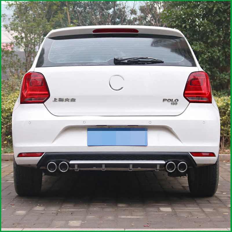 Для Volkswagen Polo задний багажник бампер спойлер диффузор 4 выпускных трубы выхлопной протектор Крышка отделка