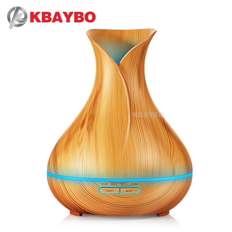 

KBAYBO Aroma Essential Oil Diffuser Ultrasonic Air Humidifier with Wood Grain 7 Color Changing LED Lights for Office Home