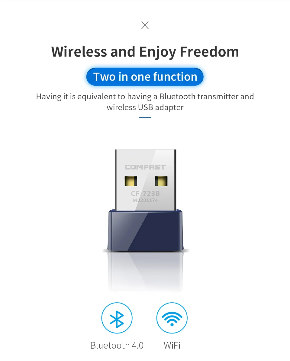 Comfast мини-адаптер Wi-Fi 150 Мбит/с приемник ключа USB2.0 беспроводной Wifi адаптер Bluetooth 4,0 получить и передавать CF-723B