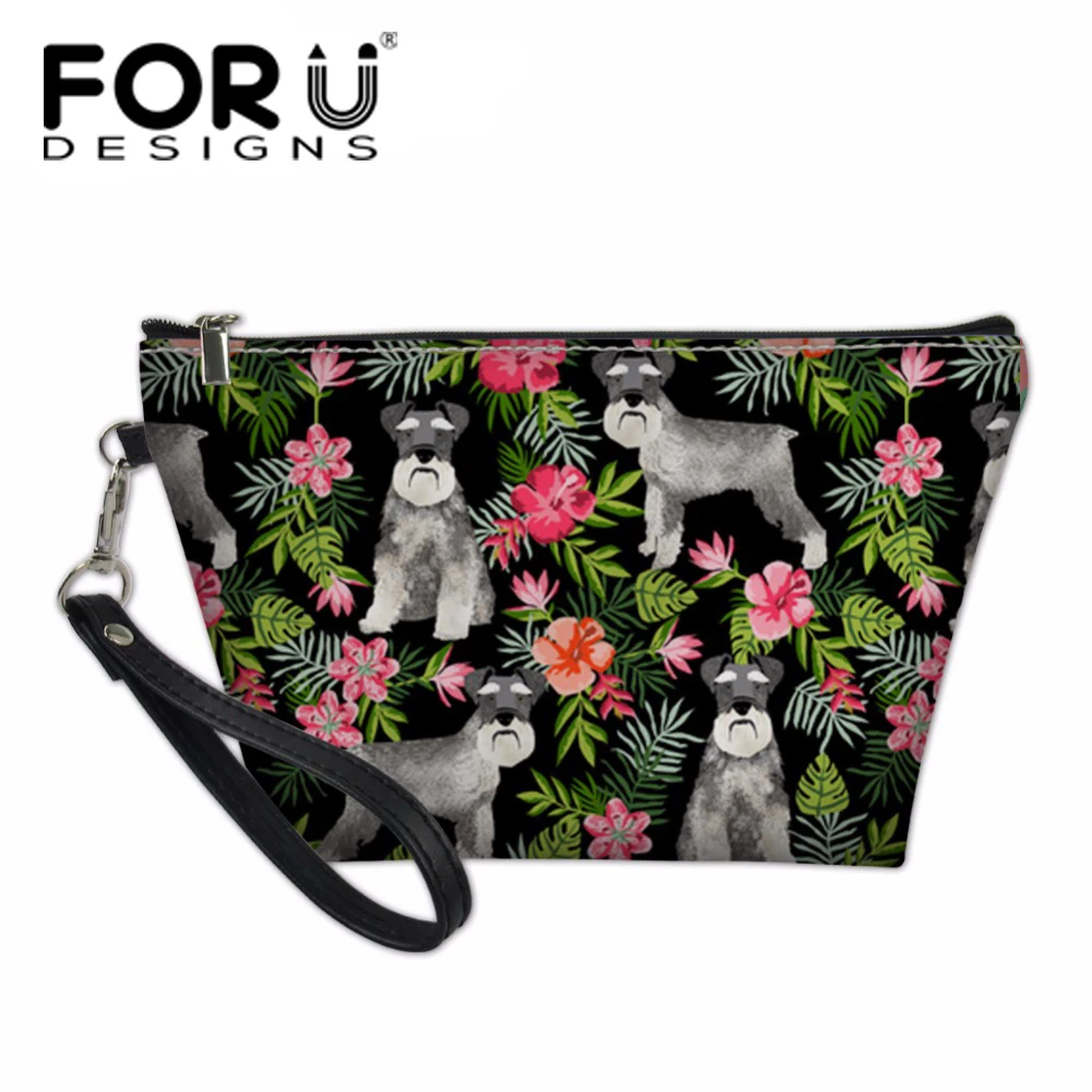 FORUDESIGNS/женская косметичка переносная чехол Schnauzer с принтом органайзер Bolsa feminina