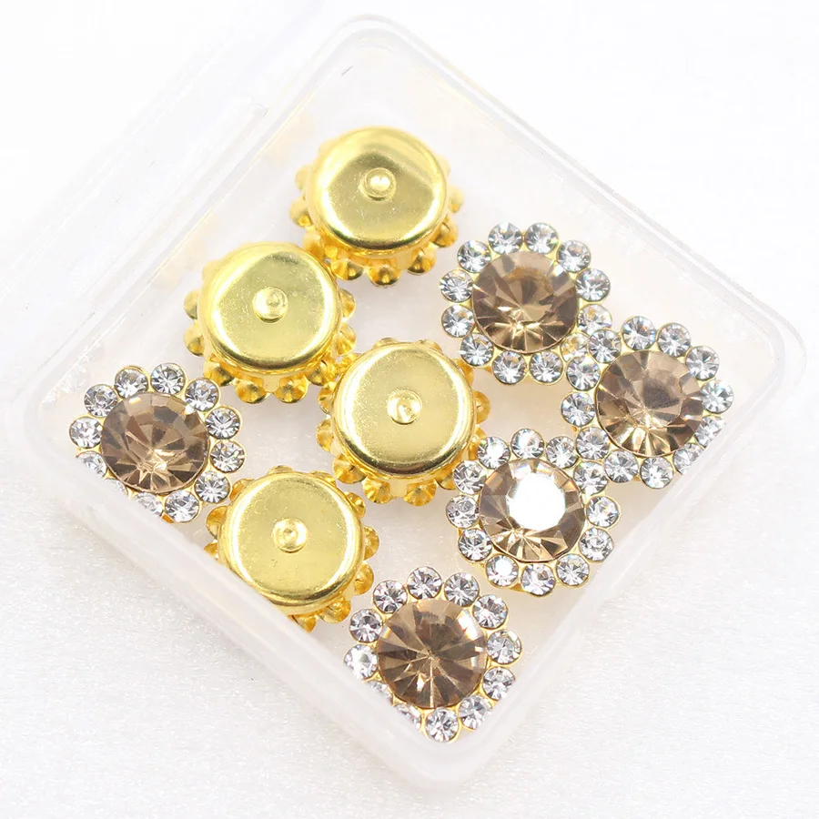 

Glitter Sewing Crystal Stone with Claw Sew on Rhinestones 20pcs Gold Base Crystal Buttons for DIY Garment Jewelry Hot Sale