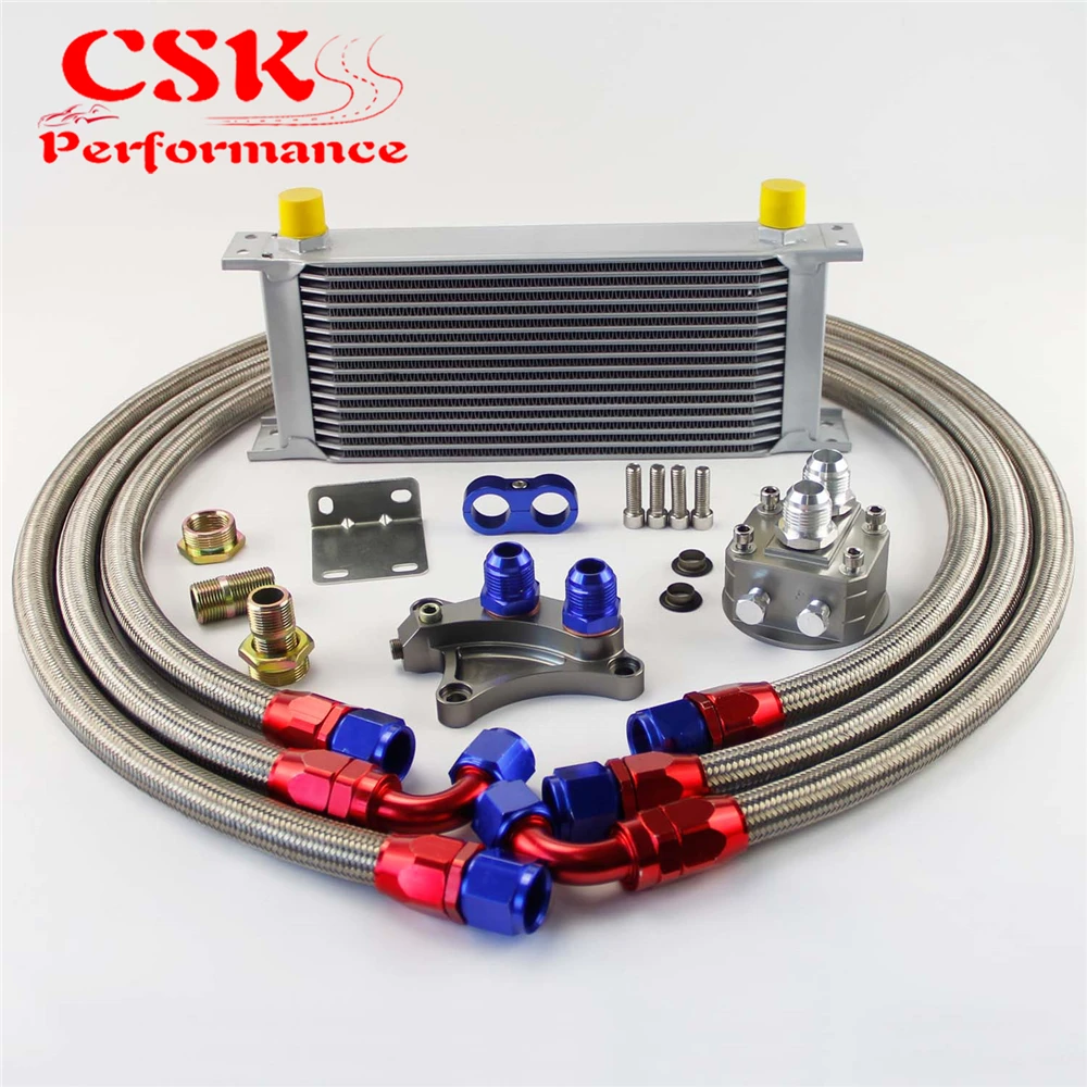 #Special Offers 16 Row 248mm AN10 Oil Cooler Kit Fits For Nissan Silvia S13 S14 S15 180SX 200SX 240SX SR20DET Black/Silver